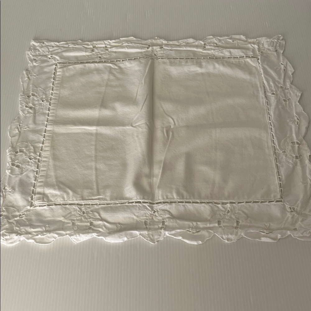 Vintage White Linen Decorative Pillow Sham - Picture 4 of 7
